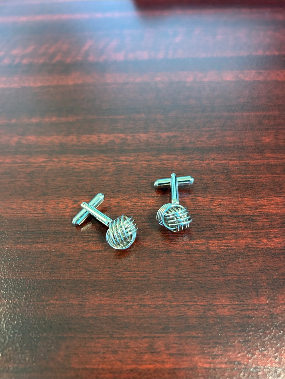 Silver Knot Ball Cufflinks - Men's Accessories